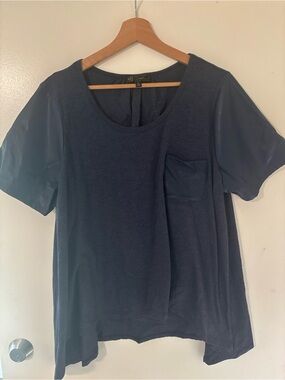 DG2  Navy Blue Short leather sleeves Pocket Tee